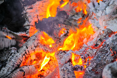 High angle view of bonfire on field