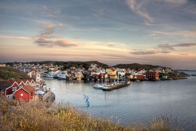 Boat moored at harbor