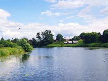 Scenic view of lake against sky