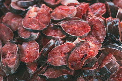 High angle view of fruits for sale in market