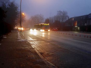 Street light on road at night