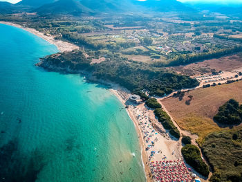 High angle view of beach