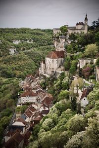 High angle view of buildings in rocamadour