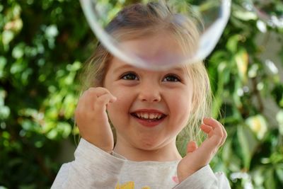 Portrait of cute girl smiling