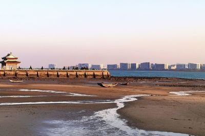 Scenic view of sea against clear sky