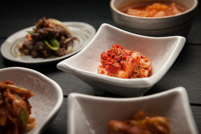 Close-up of food in plate on table