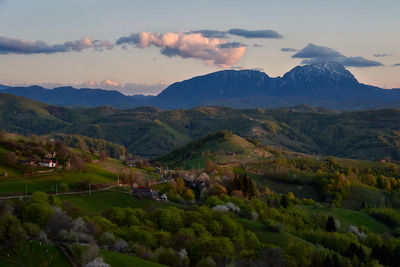 Scenic view of landscape against sky during sunset