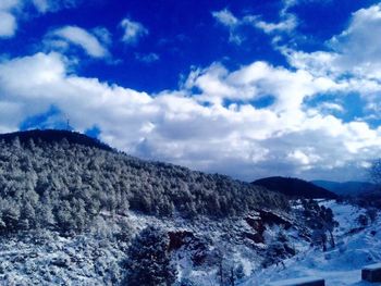 Scenic view of snowcapped mountains