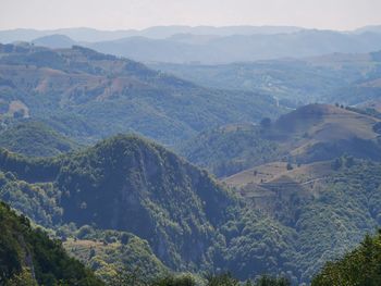 High angle view of mountains against sky