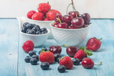 Close-up of strawberries in bowl