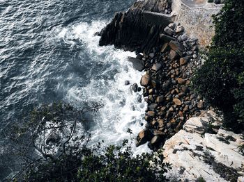 High angle view of sea