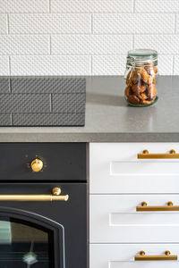 Close-up of food in jar on kitchen counter