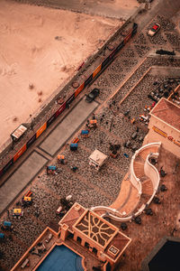 High angle view of train