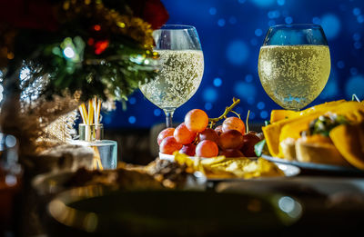 Close-up of christmas decoration on table