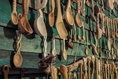 Clothes hanging on wood