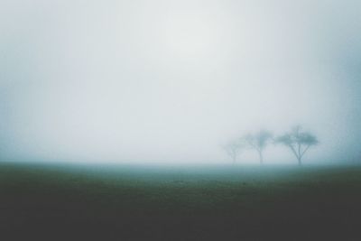 Scenic view of landscape in foggy weather