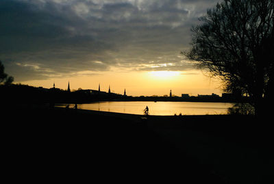 Scenic view of silhouette landscape against sky during sunset