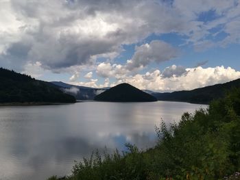 Scenic view of lake against sky