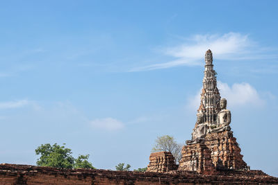 Low angle view of old temple building against sky