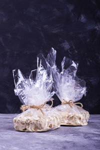 Close-up of ice on table