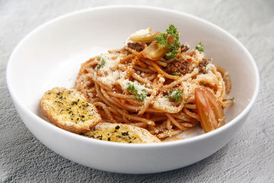 Close-up of food in bowl on table