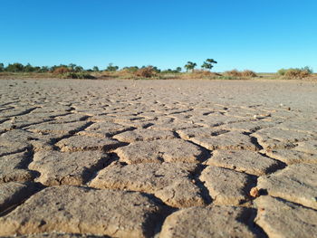 Surface level of land against clear sky