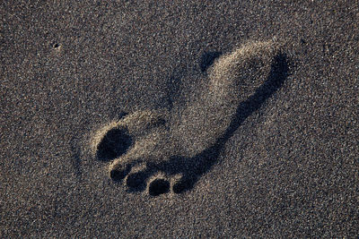 Footprints on sandy beach