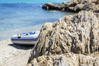 Rock formation on beach