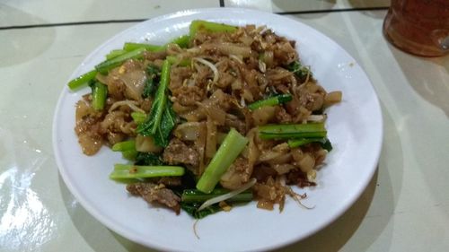 High angle view of meal served in plate