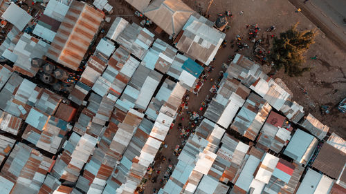 Aerial view of the local market in arusha city, tanzania