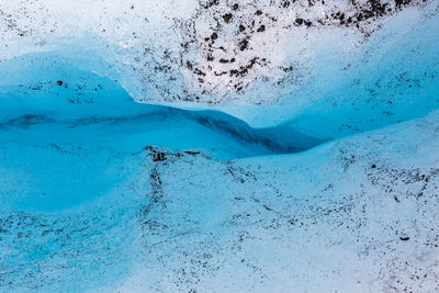 High angle view of snow covered landscape