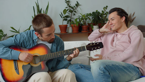 Boy playing guitar