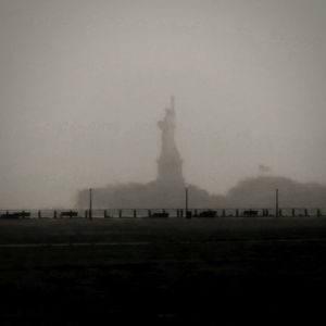 Dramatic sky over foggy weather