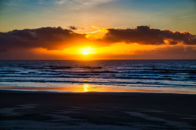 Scenic view of sea against sky during sunset