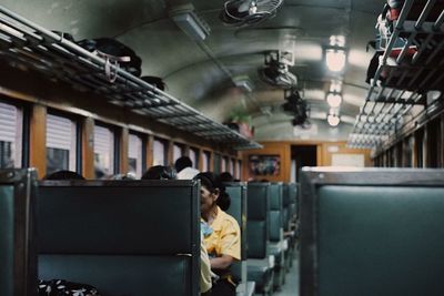 People working in train