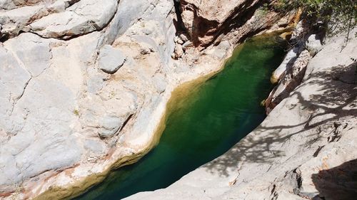 Rock formations by river