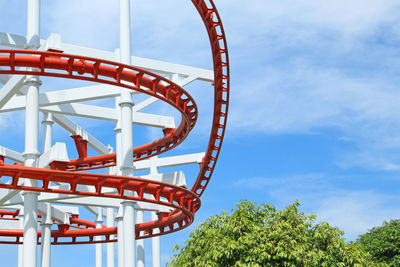 Low angle view of rollercoaster against sky