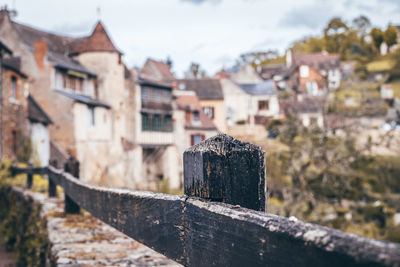 Close-up of old building against sky