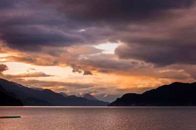 Scenic view of mountains against cloudy sky