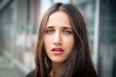 Close-up portrait of beautiful young woman