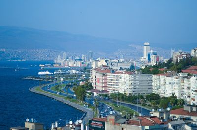 Cityscape with buildings in background