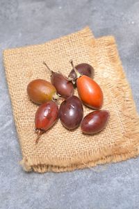 High angle view of food on table