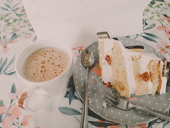 High angle view of cake on table