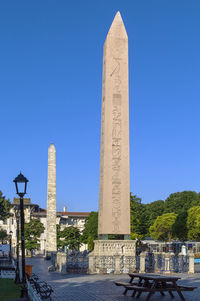 View of monument against clear blue sky