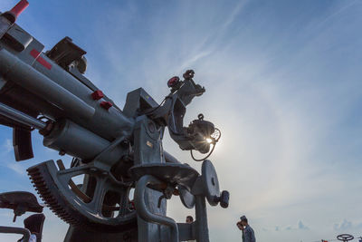 Low angle view of sculpture against sky