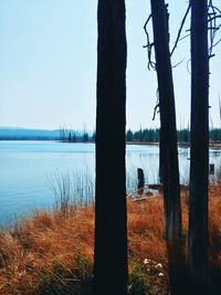 Scenic view of lake against sky