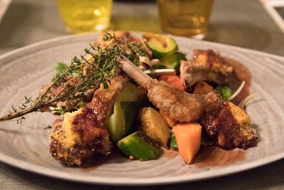 Close-up of meal served in plate