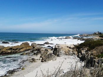 Scenic view of beach and sea against sky