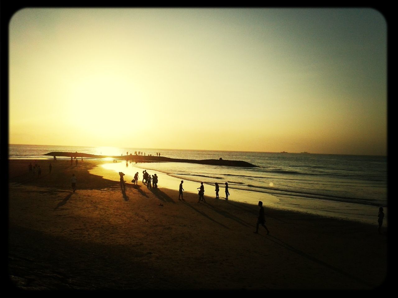 sea, horizon over water, beach, sunset, water, transfer print, shore, sun, scenics, beauty in nature, tranquil scene, sand, tranquility, auto post production filter, nature, sky, idyllic, orange color, silhouette