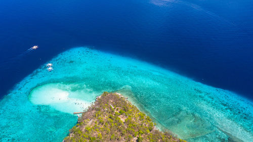 High angle view of blue sea